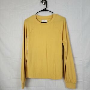 Simply Threads Womens Yellow Long Sleeve Pullover Basic Top Size Small‎